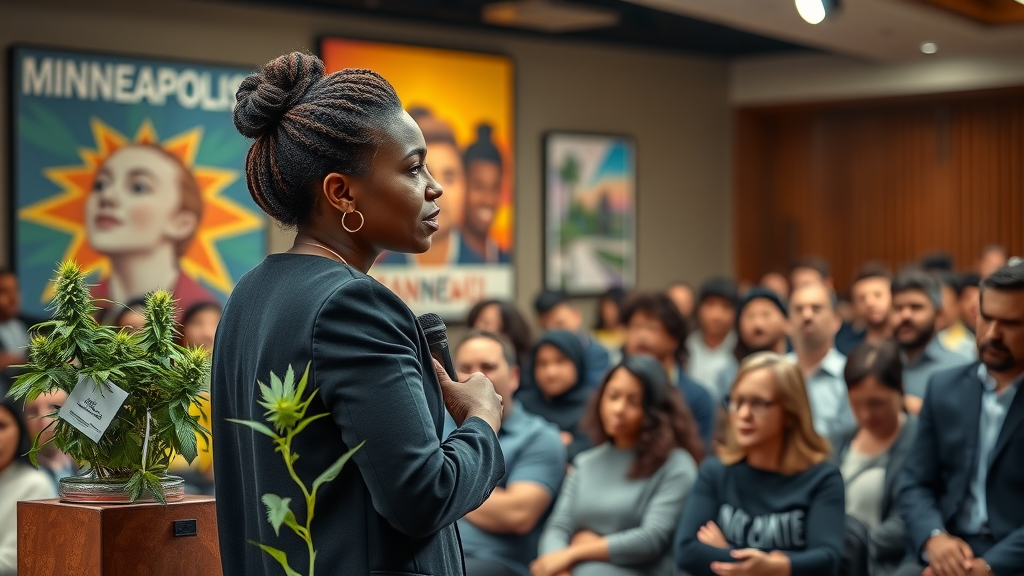 Black female leader speaking at Cannabis Leadership Summit Minneapolis